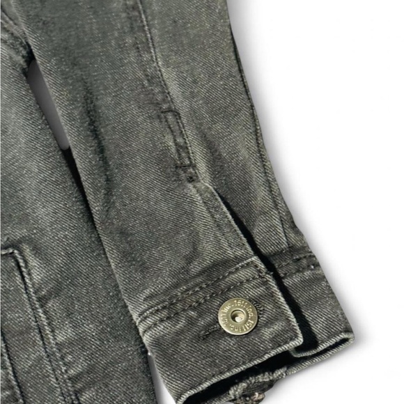 Acid Washed Charcoal Distressed Denim Grunge Jacket - Picture 4 of 8